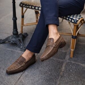 Moreschi Italian Leather Taupe Loafers